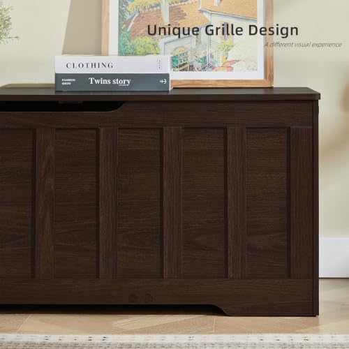 47.2" Storage Chest,19" Extra-Deep Storage Bench,72 Gal(Espresso)