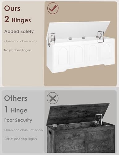 Storage Chest, Wooden Toy Box, White 50.0" L