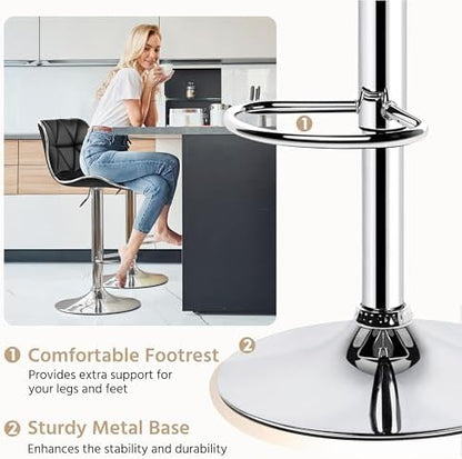 Yaheetech Bar Stools Set of 4 Modern Swivel Counter Barstools Black