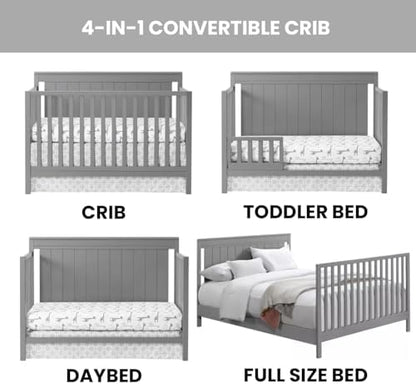 Oxford Baby Lazio 4-in-1 Convertible Crib, Dove Gray, GreenGuard Gold Certified