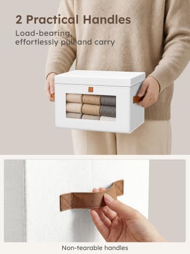 Small Closet Storage Bins - Closet Shelf Organizer with Open Window, 6 Pack, White