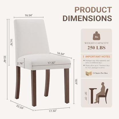 MALOL Upholstered Kitchen Chairs Set of 6, Modern Kitchen Chairs with High Back, Padded Fabric Dining Room Chair with Solid Wood Legs for Restaurant/Cafe/Home, Light Beige