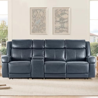 Watson & Whitely Wall Hugger Power Reclining Sofa with Console, Navy Blue
