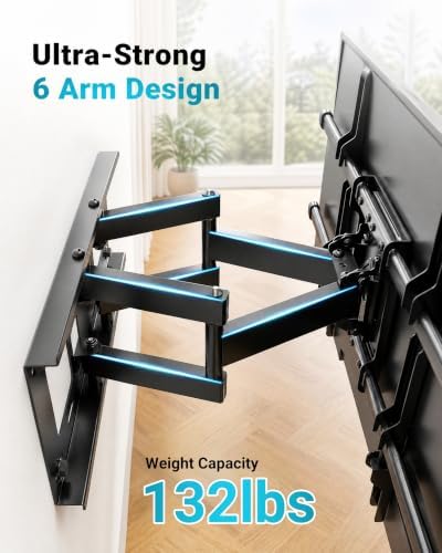 BONTEC Full Motion TV Wall Mount for 37-85 Inch TVs, Heavy Duty Swivel Tilt