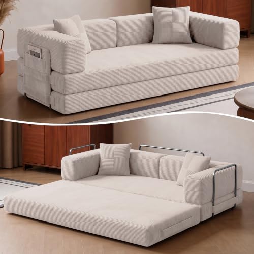 79.5" 5‑in‑1 Convertible Modular Boneless Sleeper Sofa Bed