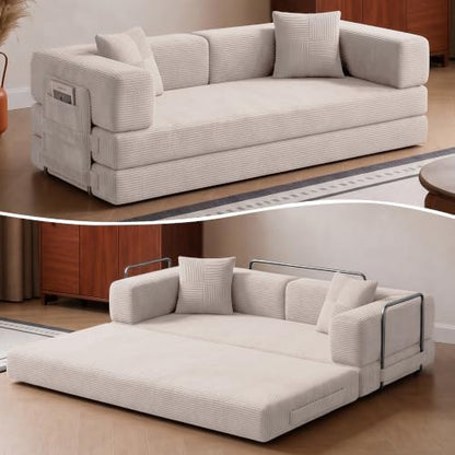 79.5" 5‑in‑1 Convertible Modular Boneless Sleeper Sofa Bed