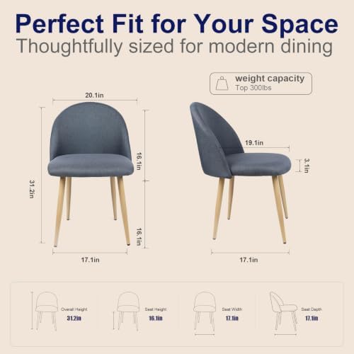 Lightdot Dining Chairs Set of 2, Linen Fabric Upholstered Kitchen Chairs
