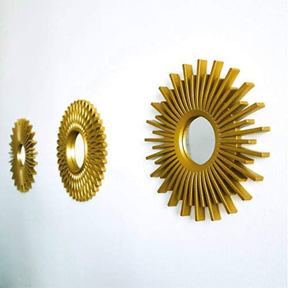 BONNYCO Gold Mirrors for Wall Pack of 3 Pieces Home & Bedroom Decorations