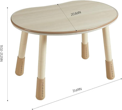 Children's Table, Height Adjustable Kids Play Table, Graffiti-Ready Kids Art Table. Suitable for Home & Kindergarten, Brown