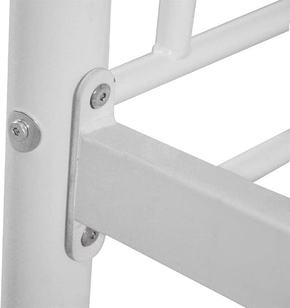 Karl home Metal Bunk Bed Twin Over Twin with Built-in Ladder, White | Heavy Duty Bunkbeds with Safety Guardrail and Space-Saving Design,Twin Bunk Beds for Kids, Teens & Adults, No Box Spring