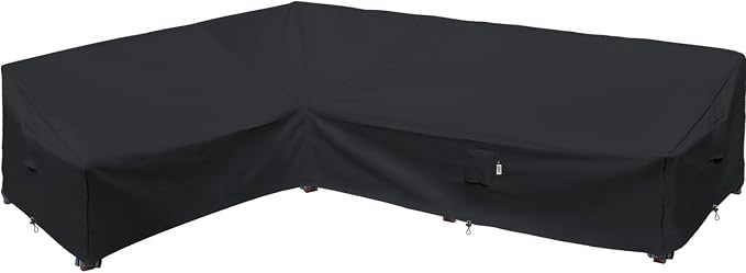 Heavy Duty Outdoor Sectional Sofa Cover, Waterproof 600D Patio Sectional Couch Covers, Lawn Patio Furniture Cover (Midnight Black, 100"x130"(L-Shaped-Left Facing))