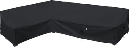 Heavy Duty Outdoor Sectional Sofa Cover, Waterproof 600D Patio Sectional Couch Covers, Lawn Patio Furniture Cover (Midnight Black, 100"x130"(L-Shaped-Left Facing))