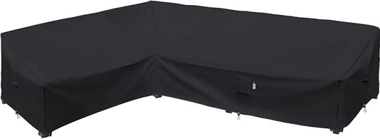 Heavy Duty Outdoor Sectional Sofa Cover, Waterproof 600D Patio Sectional Couch Covers, Lawn Patio Furniture Cover (Midnight Black, 100"x130"(L-Shaped-Left Facing))