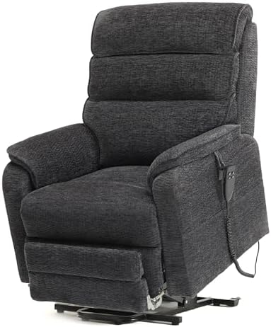 DYNOX 9198L Tall Power Lift Recliner, Extended Footrest, Dark Grey
