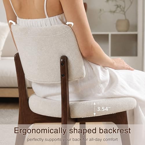 YOUNIKE Wooden Dining Chairs Set of 8, Chenille Fabric Upholstered Dining Room Chairs Kitchen Side Chairs, Farmhouse Dinner Chairs with Solid Wood Legs for Kitchen Dining Vanity, Beige