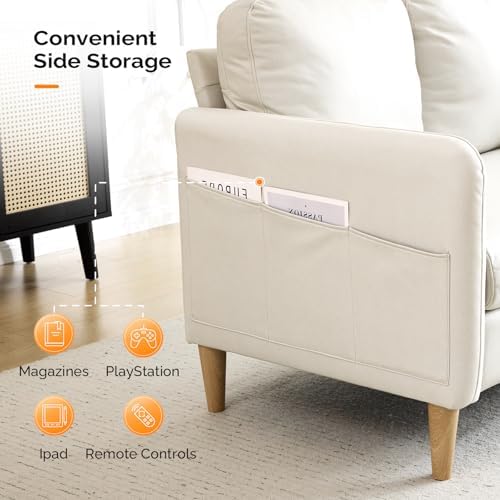 VINGLI 47" Small Loveseat Sofa Couch with Side Storage for Apartment, Dorm