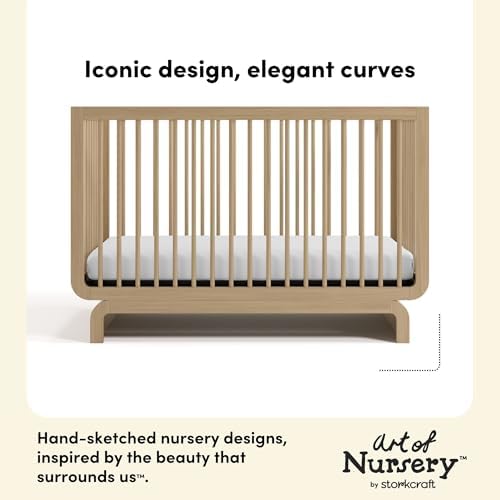 Storkcraft Santorini 5-in-1 Convertible Crib with Guardrail, Driftwood