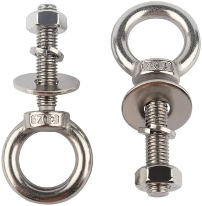 1/2" x 1-1/5" Stainless Steel Eye Bolts with Nut Washer, M12X30mm Eyebolts for Swing Chair, Hammock At Garden and Balcony Hanging String Lights