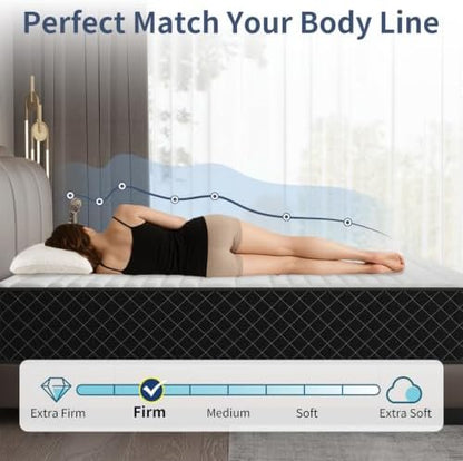 Queen Mattress, 12 Inch Mattress Queen Size in a Box, Medium Firm 7-Zone Memory Foam & Pocket Spring, Hybrid Mattresses for Pressure Relief & Motion Isolation, CertiPUR-US Certified, 80" x 60"