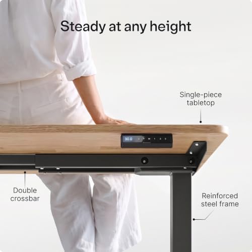 Desktronic HomePro Standing Desk 60x30 — Made in Europe, Ergonomic Sit Stand Home Office Desk, Electric Height Adjustable, Dual Motor, USB & USB-C Charging, Wobble-Free, Touchscreen, 3 Memory Presets