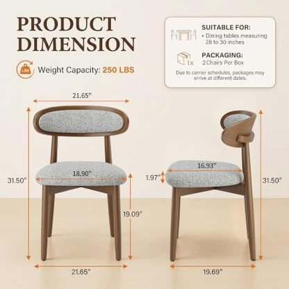Wooden Dining Chairs set of 2, Farmhouse Dinner Chairs with Curved Back