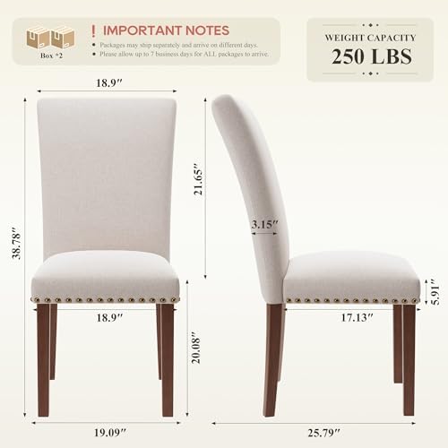 MALOL High Back Dining Chairs Set of 4, Beige