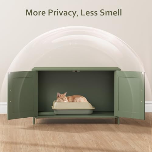 31.5" L Cat Litter Box Enclosure with Barn Door, Green