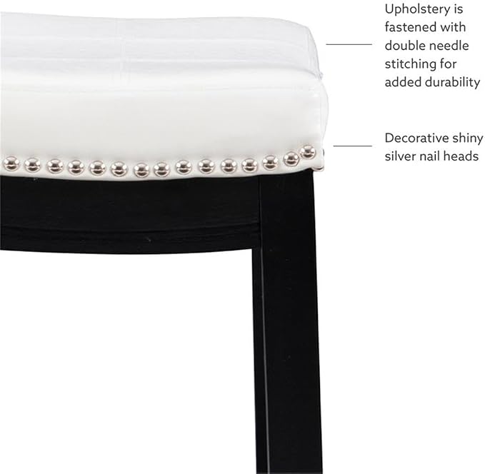 Linon Claridge Patches Counter Stool, 26-Inch, White