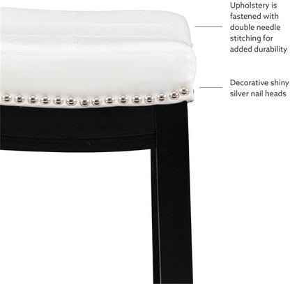 Linon Claridge Patches Counter Stool, 26-Inch, White