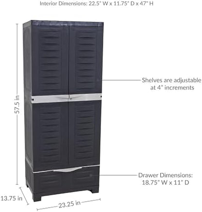 Sunnydaze 57" Garage Storage Cabinet with Locking Doors & Shelves, Shadow