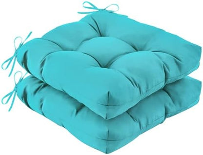 IASEAHK Outdoor Chair Cushions Set of 2, 19" x 19" x 5", Waterproof Outdoor Seat Cushions for Patio Furniture, Fade-Resistant Patio Chair Cushion, Dining Wicker Chair Pads for Porch Garden, Teal