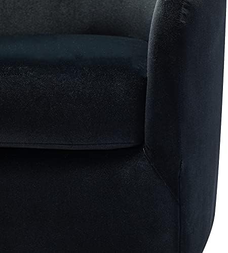 HULALA HOME Swivel Accent Chair with Gold Metal Base, Contemporary Velvet Curved Swivel Barrel Chair, Upholstered Club Armchair, Leisure Single Sofa for Living Room, Nursery, Bedroom(Black)