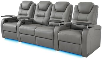 comfiroom Home Theater Seating, Top-Grain Leather Power Recliner Chair