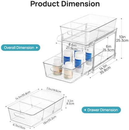 Vtopmart 2 Pack Larger Pull Out Bathroom Under Sink Organizer (M-Standard)