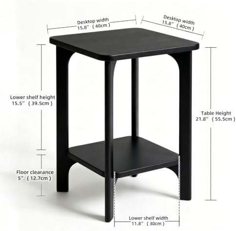 Solid Wood Small Square Side Table for Living Room, Bedroom