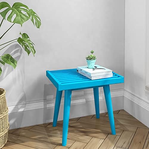 Plank+Beam Square Entryway Bench, Mid-Century Modern, 19", Teal