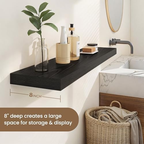 Dreamland 40 Inches Wall Mounted Wood Floating Shelves, Black, 2 Pack
