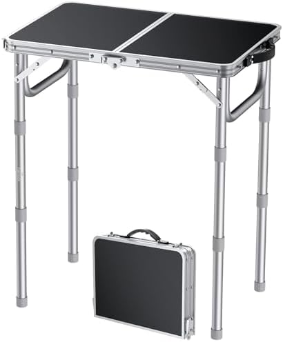 FUNYKICH 2ft Folding Camping Table 22.8''x15.7''x27.5'',3 Height Adjustable