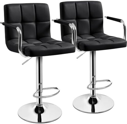 Yaheetech Bar Stools Set of 2, Swivel with Backs, Adjustable Height, Black