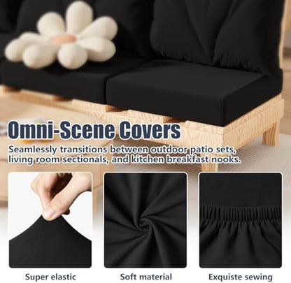 8Pcs Outdoor Cushion Covers, Stretch Patio Furniture Couch Chair Slipcovers