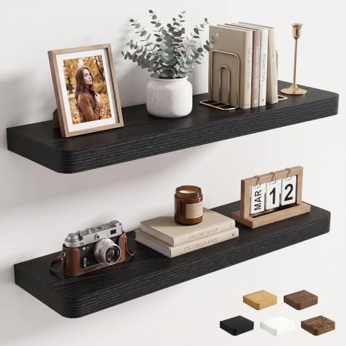 RICHFOCUS Bathroom Floating Shelves for Wall 2Pack|Black|32"Lx8 D"