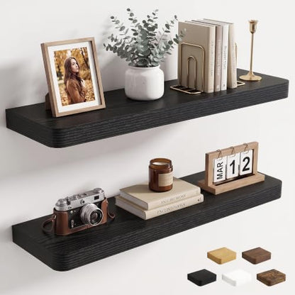 RICHFOCUS Bathroom Floating Shelves for Wall 2Pack|Black|32"Lx8 D"