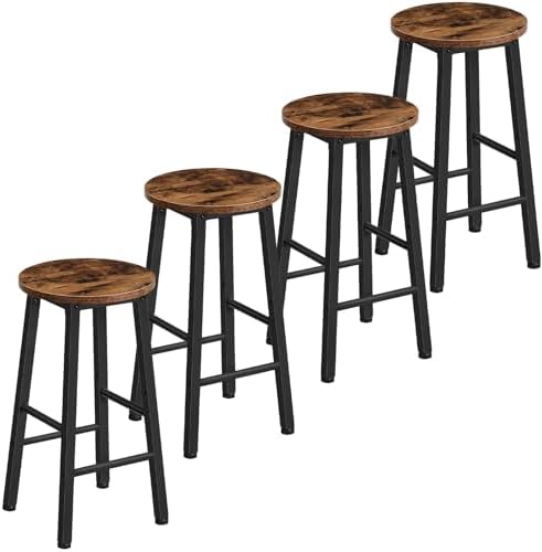 HOOBRO Bar Stools, Barstools Set of 4,Counter Height Barstools, 24.8" Bar Stools for Kitchen Island, Industrial Bar Chairs, for Dining Room, Kitchen, Bar, Rustic Brown and Black BF07BYP401G1