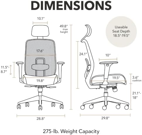 HON Altern Ergonomic Office Chair, Office Desk Computer Chair, Fog