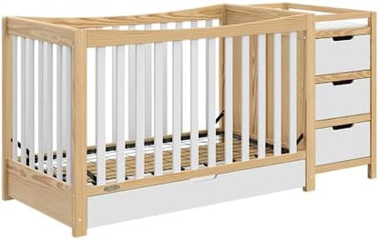 Graco Remi 4-in-1 Convertible Crib & Changer, White & Natural