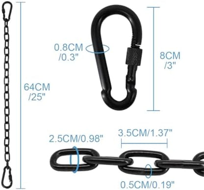 4 Pack 25in Hanging Swing Chain with 4 Carabiners, 440LB Capacity Hanging Kits Heavy Duty Hanging Chair Hardware for Hammock Swing Hanging Chair Punching Bags Sandbag Indoor Outdoor Yoga Gym (Black)