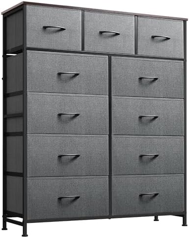 WLIVE Tall Dresser for Bedroom, 11 Drawer Chest of Drawers, Dark Grey