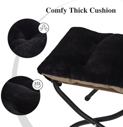 15"(H) Folding Ottoman, Foldable Footrest Stool, Portable Small Foot Stool for Couch, Collapsible Foot Rest Ottoman for Sofa, Accent Padded Ottomans for Living Room, Bedroom, Black