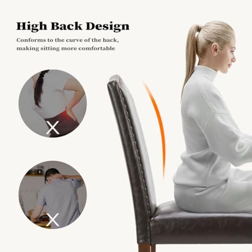 Kitchen Chairs Set of 4 Modern Upholstered Fabric Seat with Nailhead Trim and Ergonomic Lumbar Support for Living Room and Rustic Farmhouse Dining Area, Dark Brown