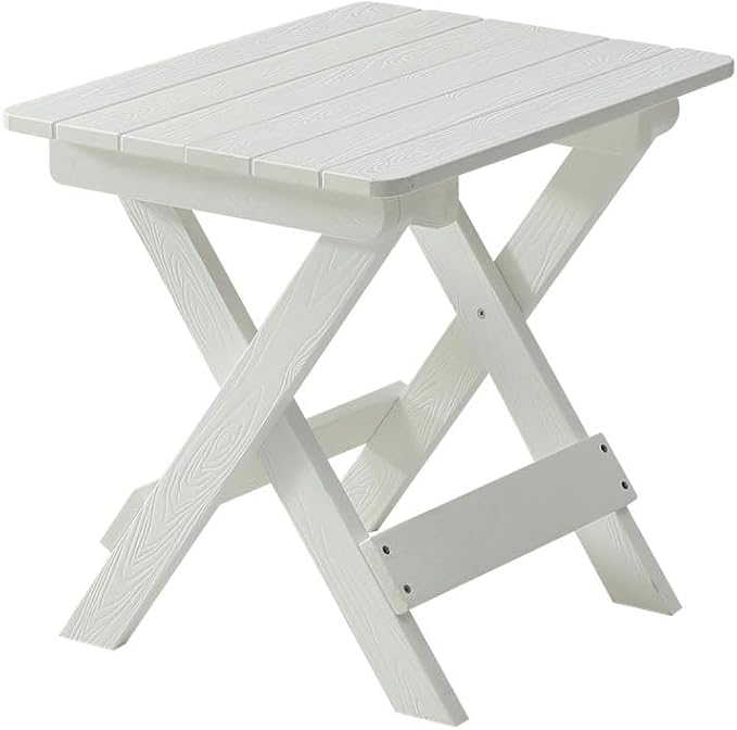 Outdoor Bistro Set Foldable Small Table and Chair Set,with 2 Chairs and Rectangular Table (White + HDPE)